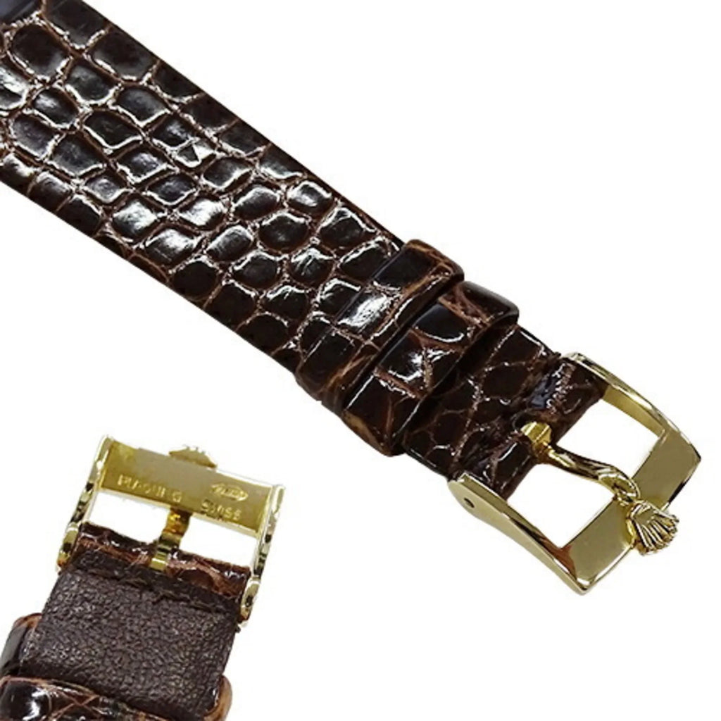 Authenticated Used ROLEX Cellini 3805 Cal.1600 watch People hand winding 750YG leather gold brown polished