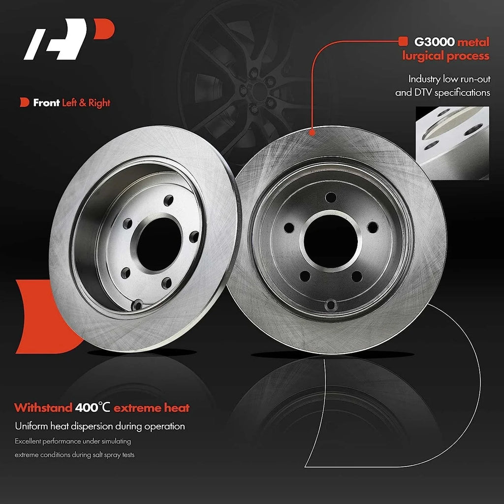 A-Premium 11.48 inch(292 mm) Rear Solid Disc Brake Rotors + Ceramic Pads Kit Compatible with Select Nissan Models - Altima 2002-2020, Juke 2011-2017, Maxima 2004-2008, Sentra 2007-2019, 6-PC Set
