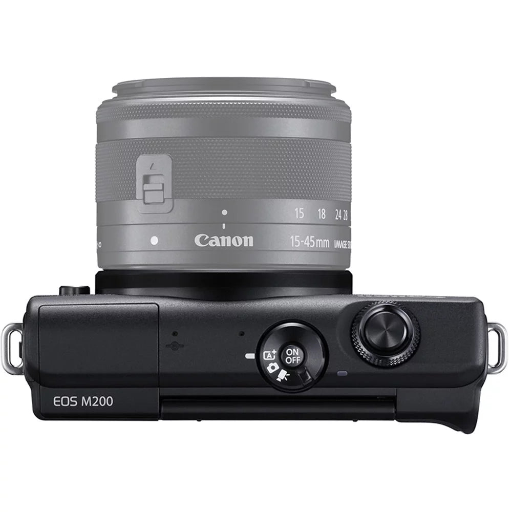 Canon EOS M200 Mirrorless Camera Dark + 55-200mm f/4.5-6.3 IS STM Lens Dark +UV Filter + 64GB + Bag & More!