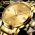 Luxury People Automatic Mechanical Watch Waterproof Stainless Steel Gold Tone Wrist