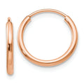 Real 14kt Rose Gold Polished Final Point Tube Hoop Earrings; for Adults and Teens; for Individuals and Individuals