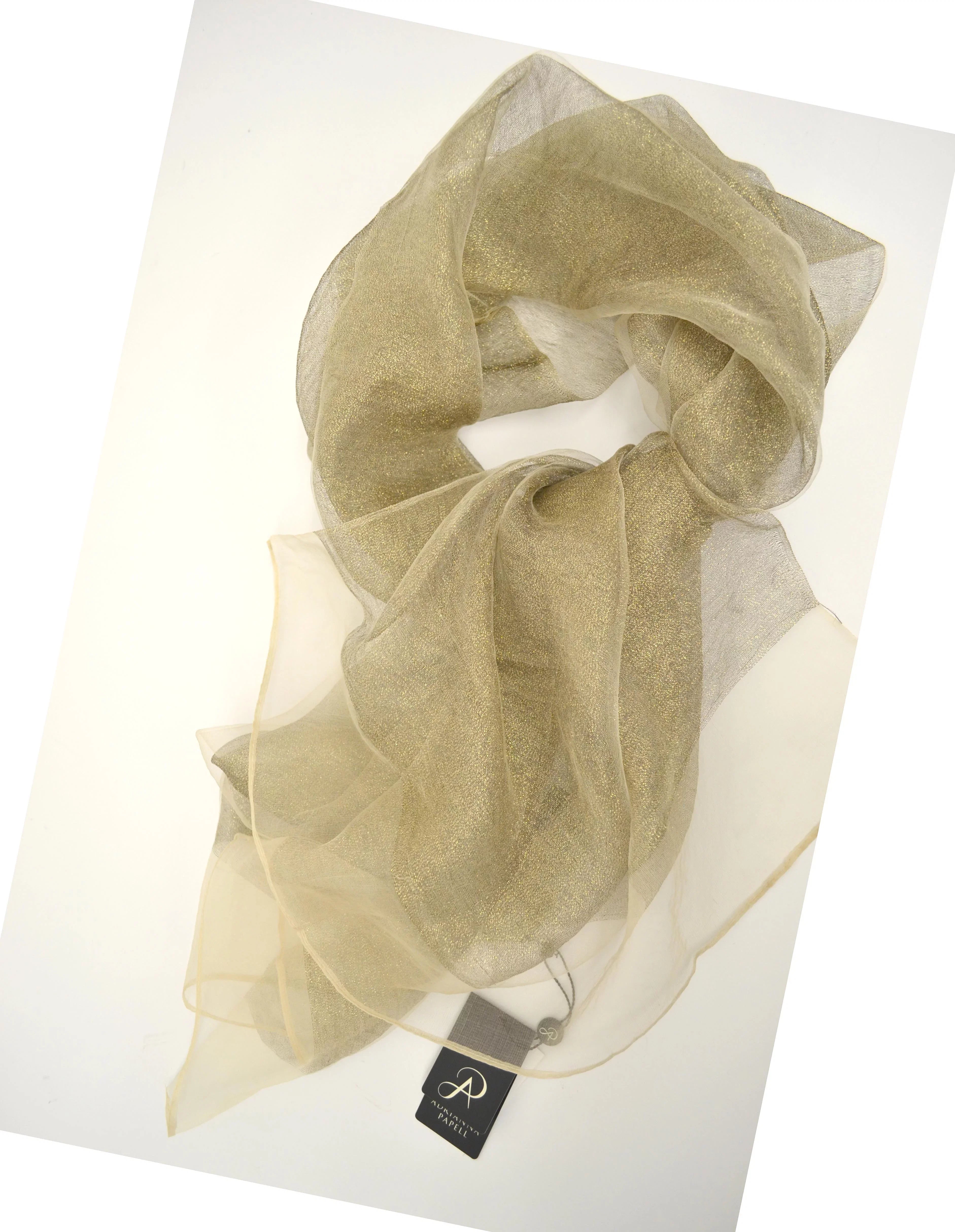 Adrianna Papell Individuals Silk Metallic Decorative Scarf Gold O/S