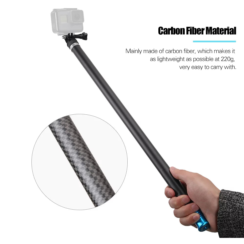 Telesin 2.7M/106 Inch Ultra Long Carbon Fiber Selfie Stick Lightweight Termination Handheld Pole Monopod Individuals for GoPro Hero 9/8/7/6/Hero 5 Ebony (2018) Gentlemen for One R OSMO Act