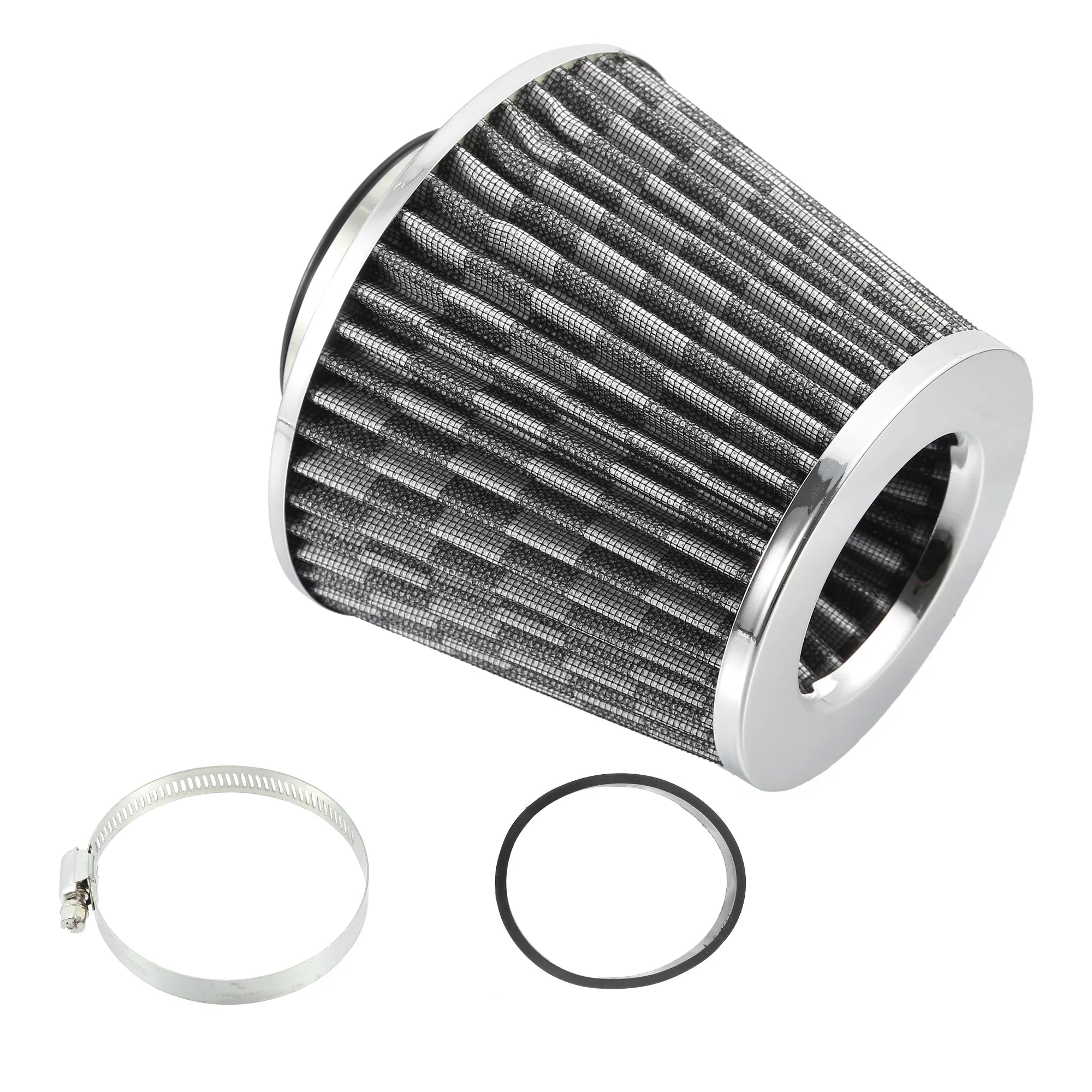 1pcs 2.7" 70mm Reducer Ring Inlet Cold Air Intake Cone Individuals Washable Clamp on Dry Air Filter Carbon Fiber Pattern