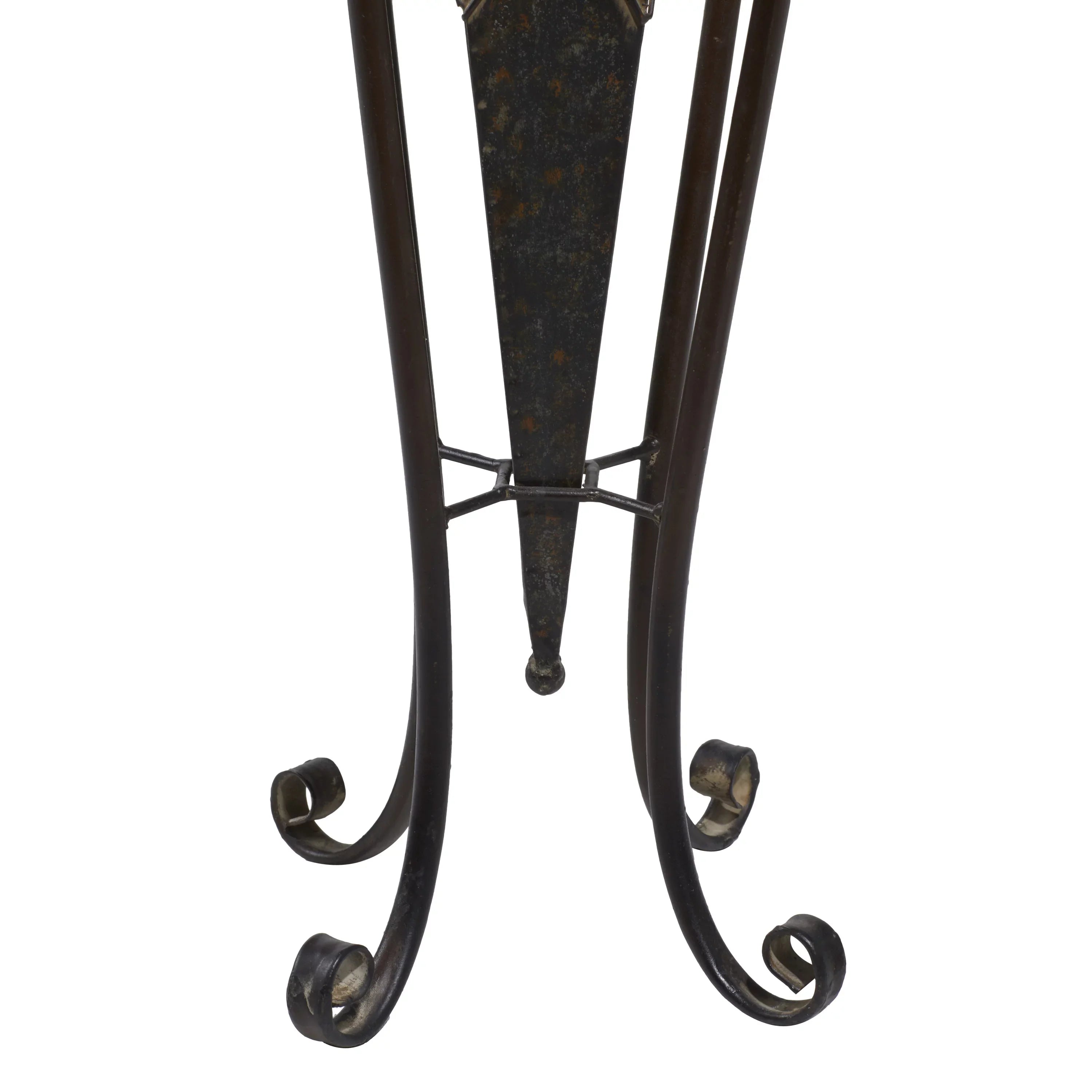 DecMode 30", 28"H Indoor Outdoor Brown Metal Planter with Scroll Stand (2 Count)