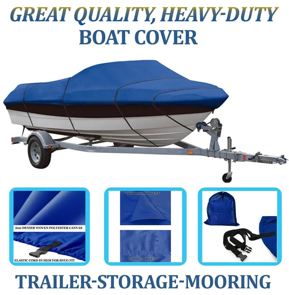 BLUE, GREAT QUALITY BOAT COVER Compatible for Lund 16 Tyee Rebel Special 1990