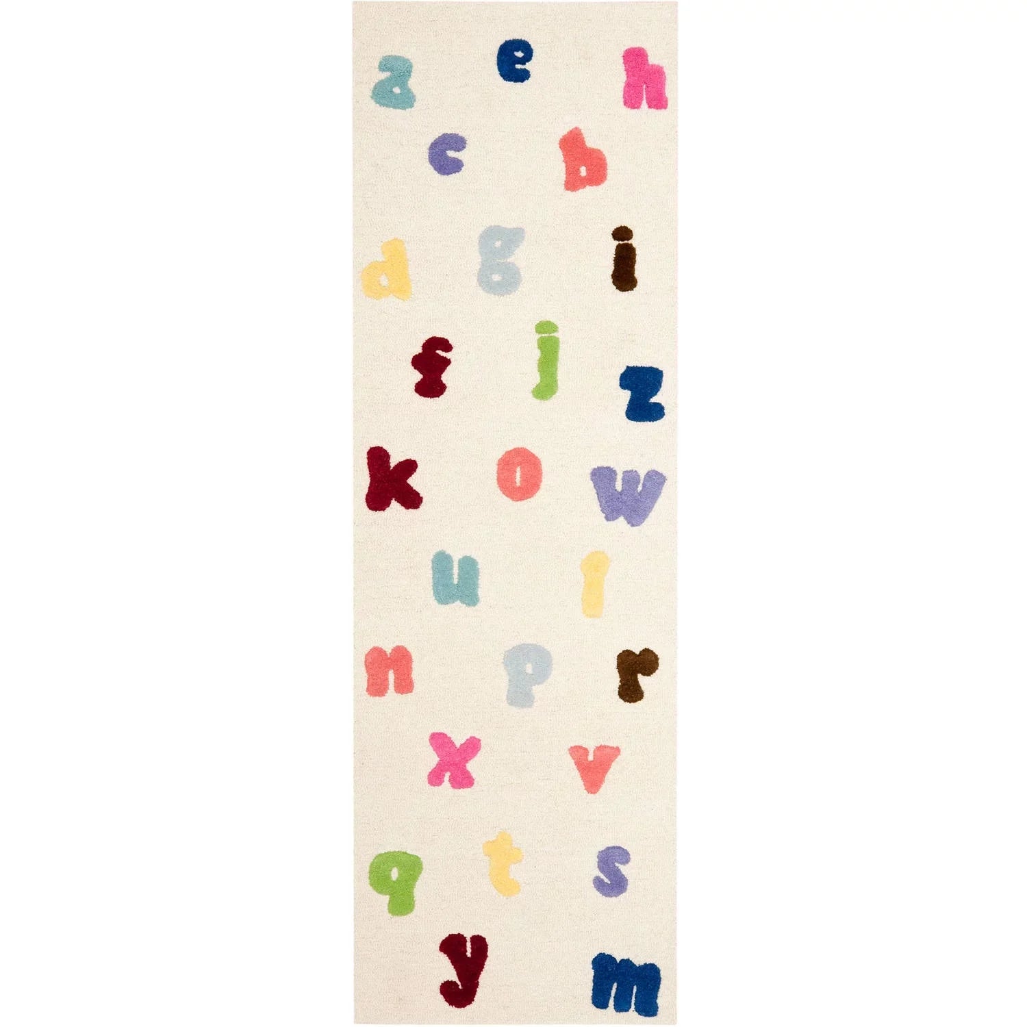 SAFAVIEH Kids Ryker Alphabet Runner Rug, Ivory/Multi, 2'3" x 7'