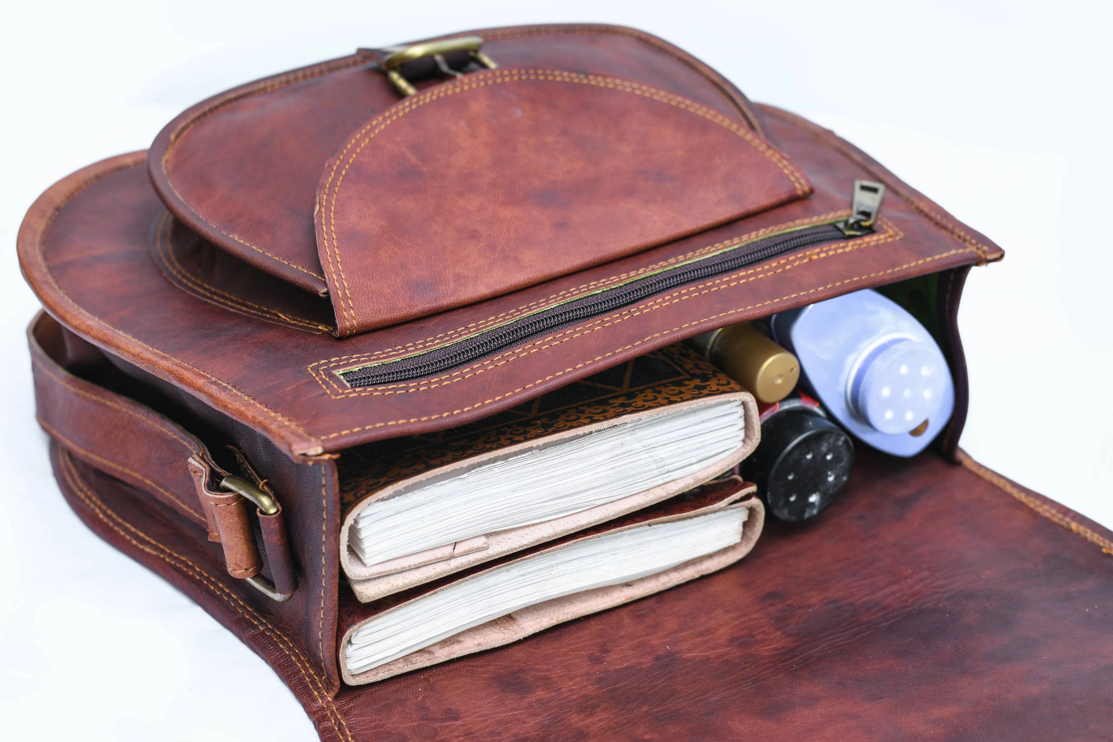 9" Individuals Real Leather Shoulder Cross Body Satchel Saddle Tablet Retro Rustic Vintage Bag Handbags Purse