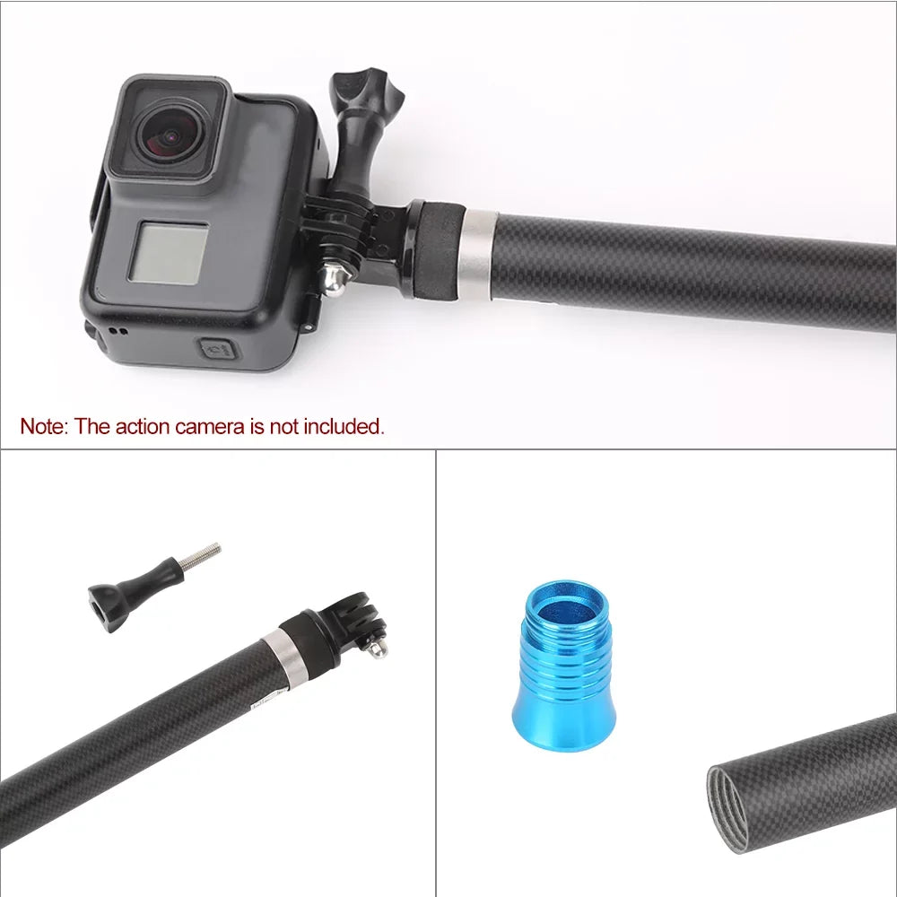 Telesin 2.7M/106 Inch Ultra Long Carbon Fiber Selfie Stick Lightweight Termination Handheld Pole Monopod Individuals for GoPro Hero 9/8/7/6/Hero 5 Ebony (2018) Gentlemen for One R OSMO Act