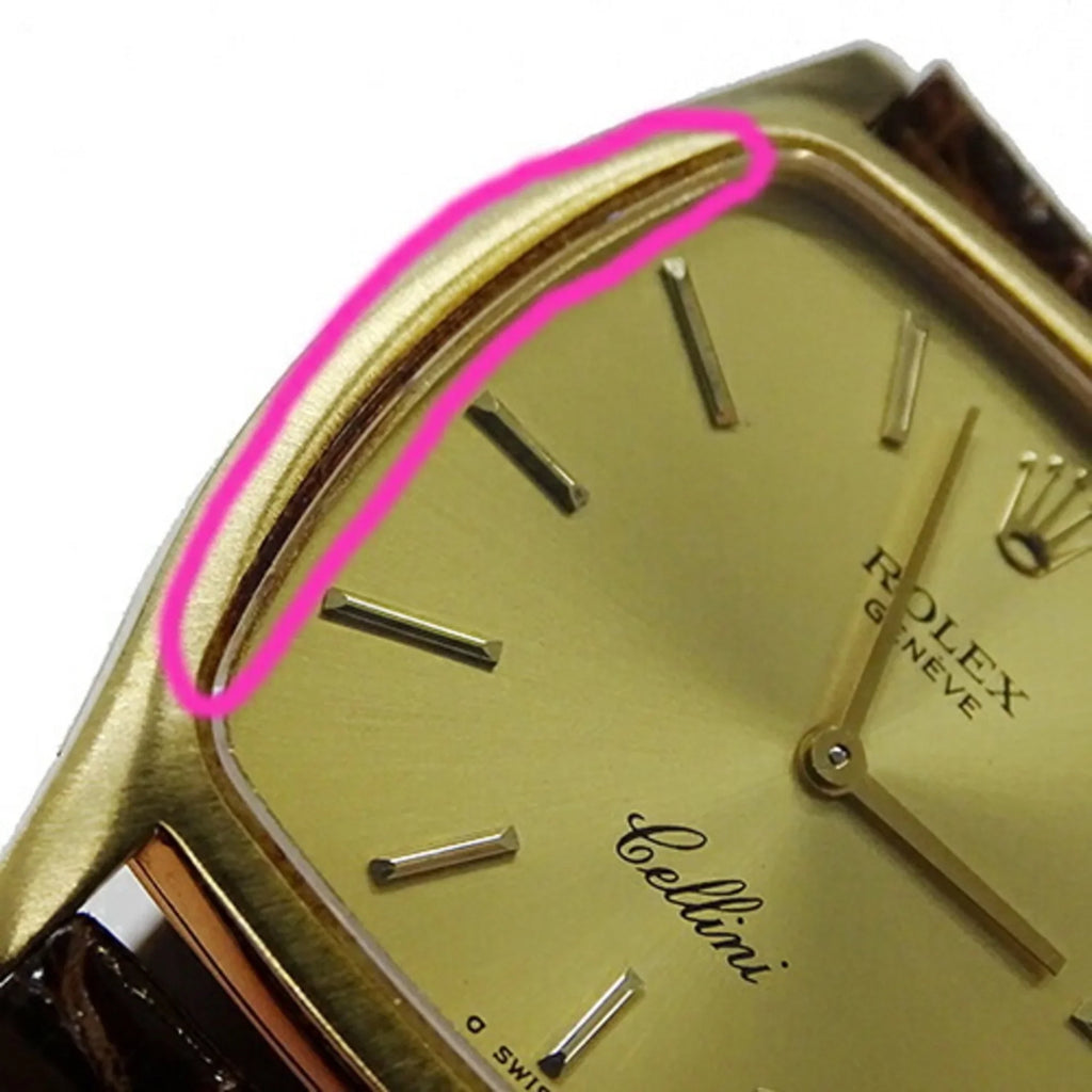 Authenticated Used ROLEX Cellini 3805 Cal.1600 watch People hand winding 750YG leather gold brown polished
