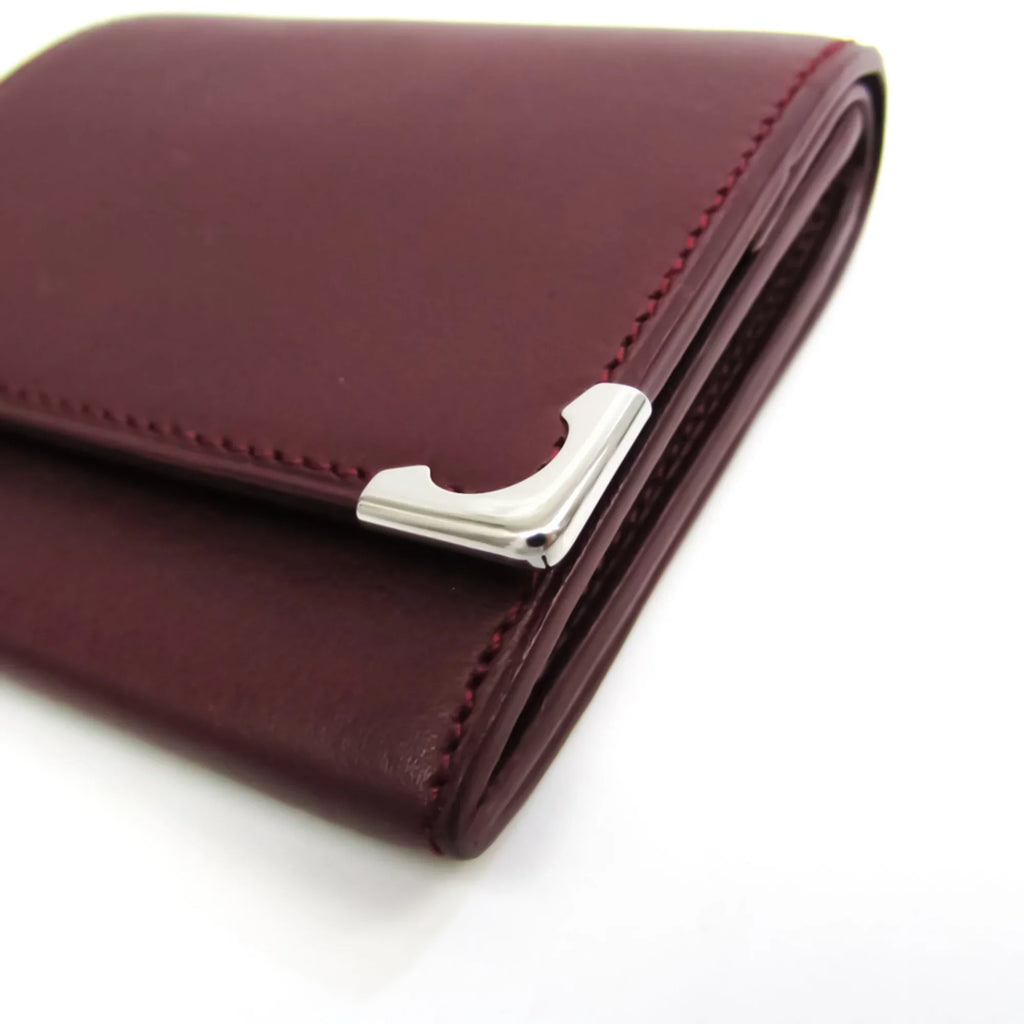 Pre-Owned Cartier Cabochon L3000570 Unisex Calfskin Coin Purse/coin Case Bordeaux (Good)