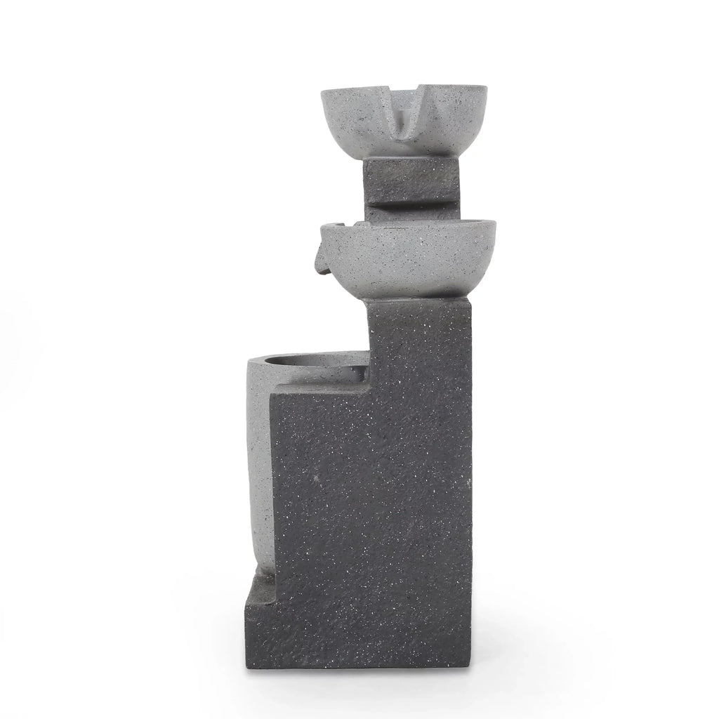 Colquitt Outdoor Modern 3 Tier Fountain, Multi-Gray