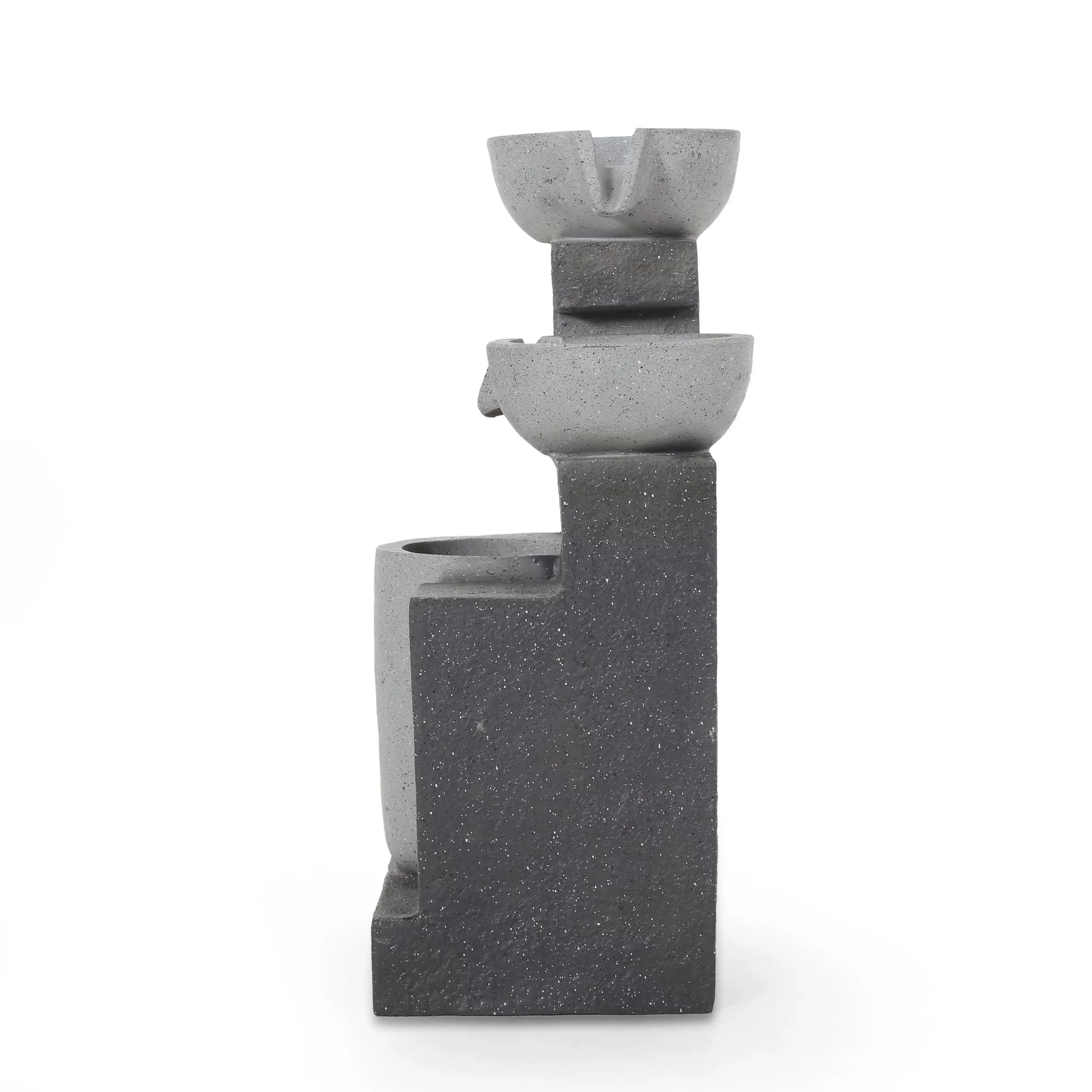 Colquitt Outdoor Modern 3 Tier Fountain, Multi-Gray