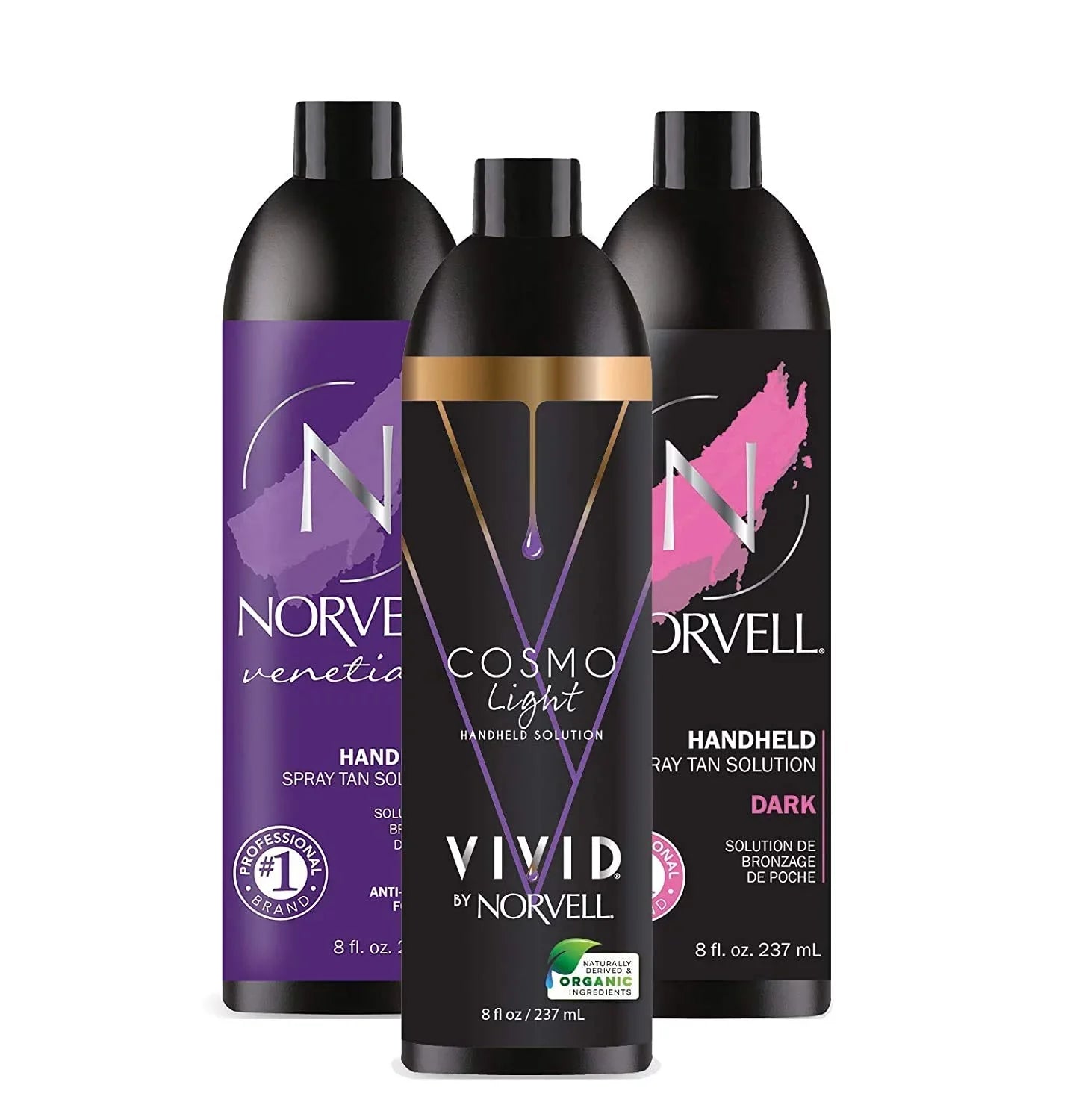 Norvell Sunless Kit - M1000 Mobile HVLP Spray Tan Airbrush Machine + 8 oz Tanning Solutions in Ultra Vivid 'Cosmo', Venetian and Dark + Norvell Training Program (Retail Value $490)