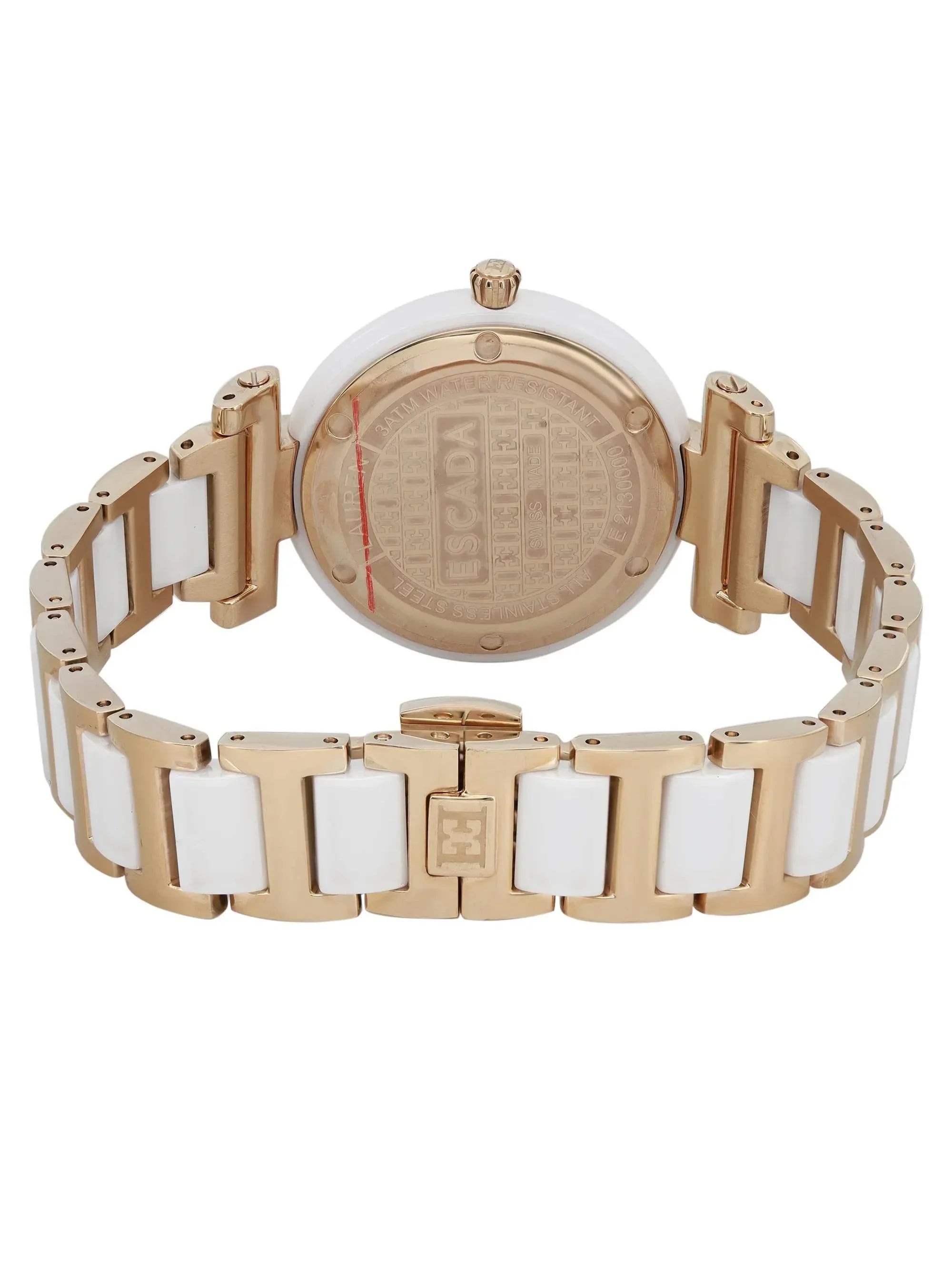 Pre-owned Escada Lauren Gold Tone Ceramic Ladies Watch E2135014 (Good)