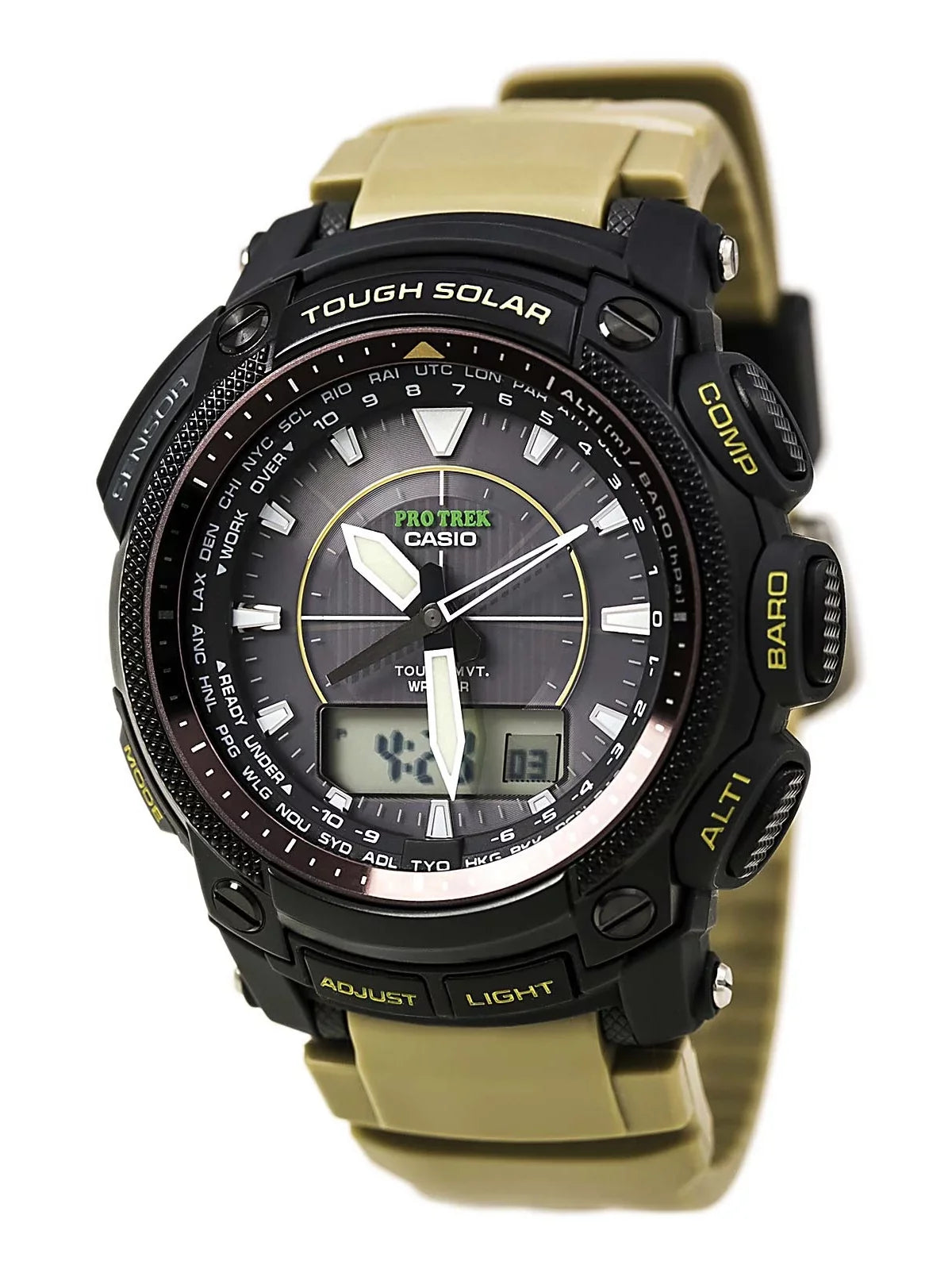 PRW5050BN-5 People ProTrek Tough Solar Ana-Digi Ebony Interface Beige Resin Strap Watch