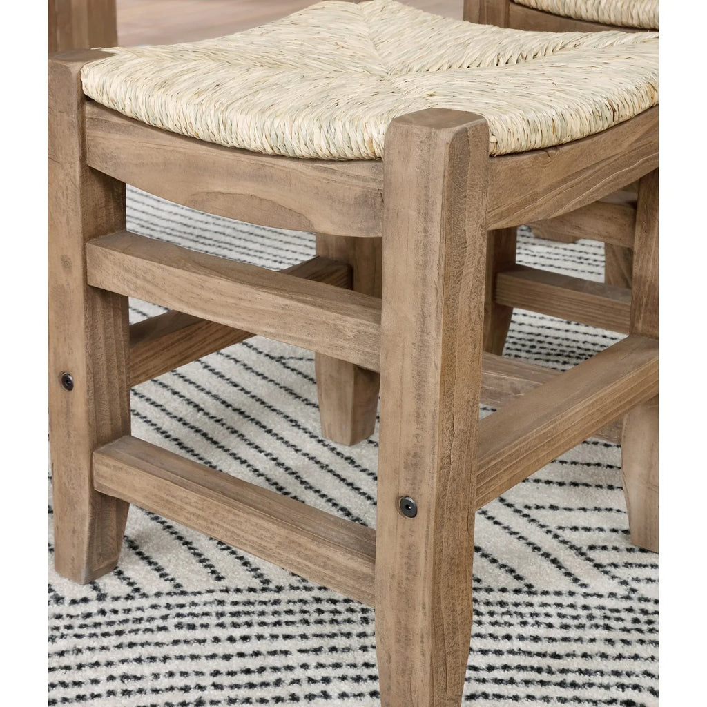 Alaterre Newport Set of Two 18"H Wood Stools with Rush Seats