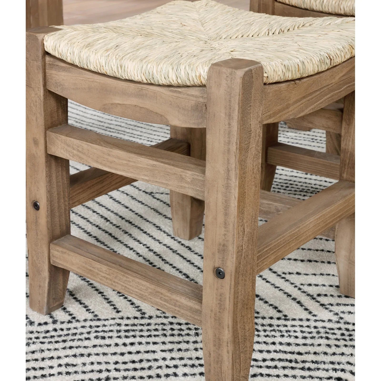 Alaterre Newport Set of Two 18"H Wood Stools with Rush Seats