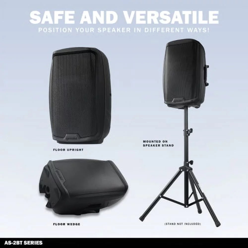 Gemini Sound AS-2112BT New Pro Bluetooth 12" Inch 1500 Watts Active PA System DJ Speaker XLR RCA