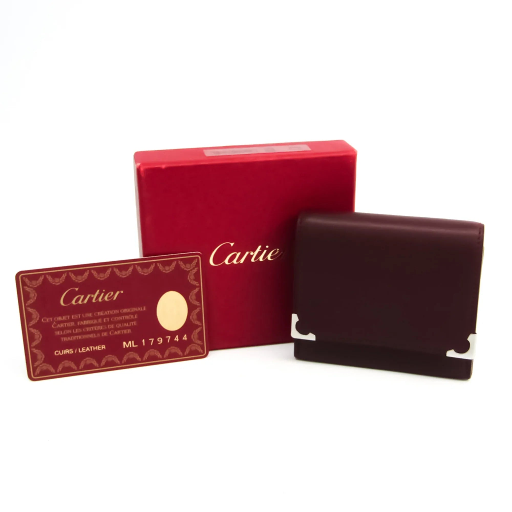 Pre-Owned Cartier Cabochon L3000570 Unisex Calfskin Coin Purse/coin Case Bordeaux (Good)