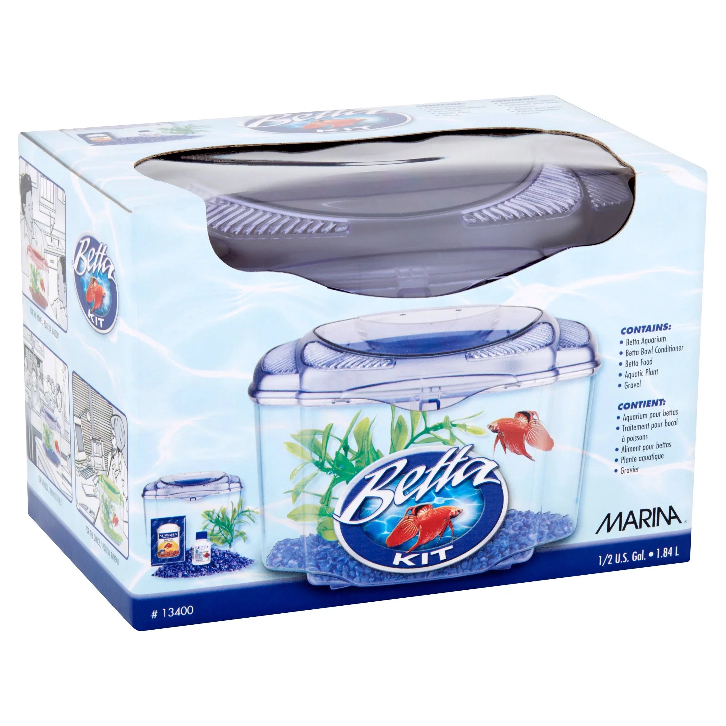 Marina Betta Pals Aquarium Starter Kit, Purple, 0.5-Gallon