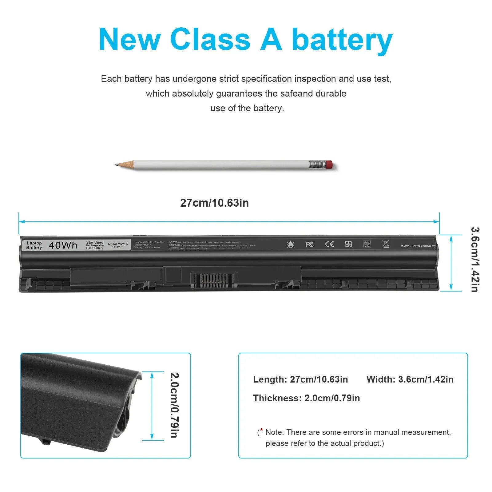 GXVJ3 HD4J0 K185W Battery for Dell Inspiron 14 15 17 5000 3000 Series 5559 5558 3551 2700mAh