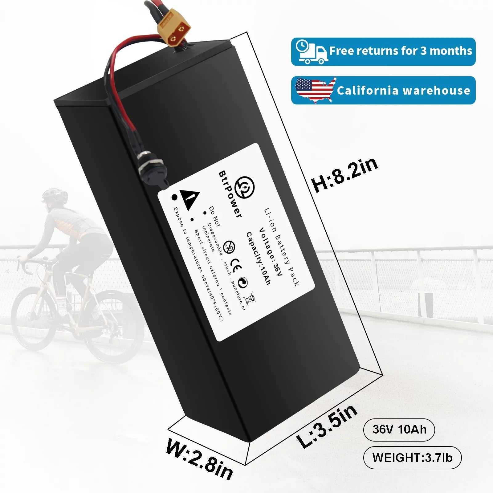 36v 10Ah Battery Lithium Ion Battery Pack for Electric Bike Scooter Motor 3A Charger