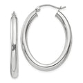 Real 14kt White Gold Polished 3.5mm Oval Tube Hoop Earrings; for Adults and Teens; for People and Gentlemen