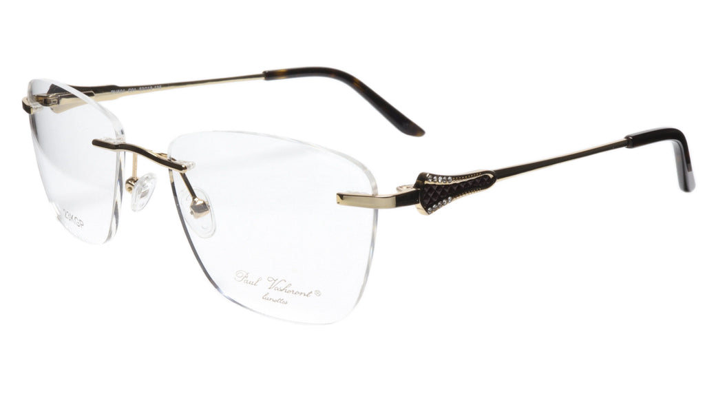 Paul Vosheront Tapered Square Gold & Ebony Acetate Optical Frame 52-18-135 37