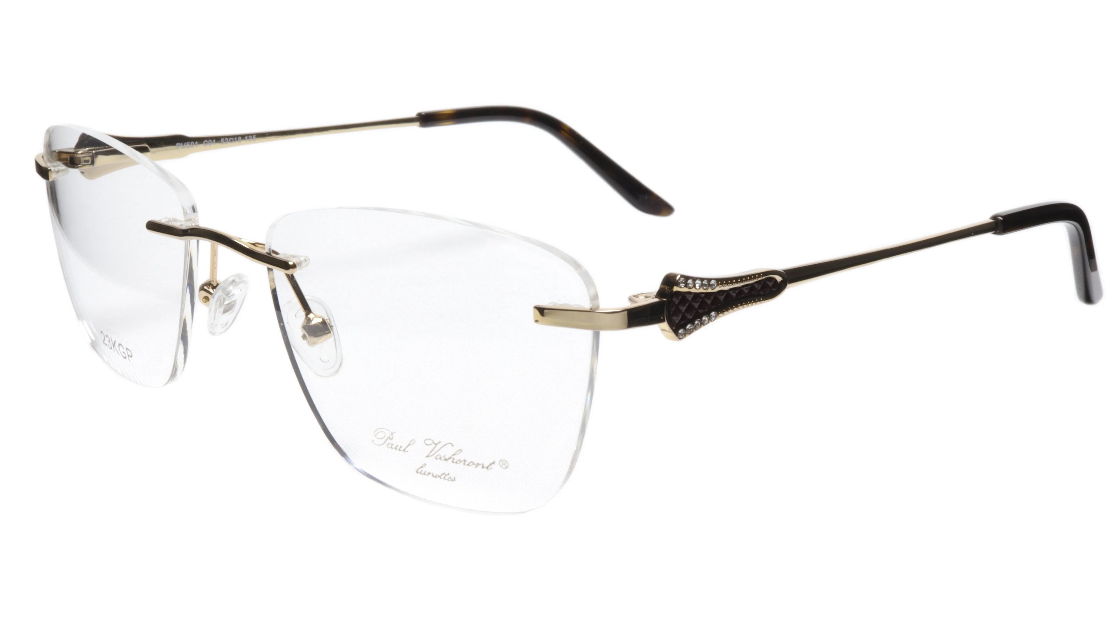 Paul Vosheront Tapered Square Gold & Ebony Acetate Optical Frame 52-18-135 37