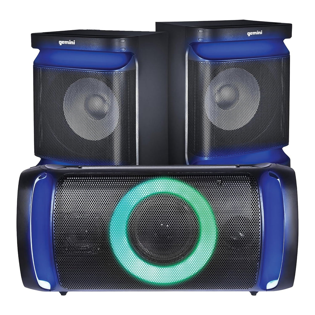 Gemini 3-Piece Bluetooth Home Stereo System, with Integrated Amp, Microphone, and LED Party Lights, GSYS-2400, GSYS-2400