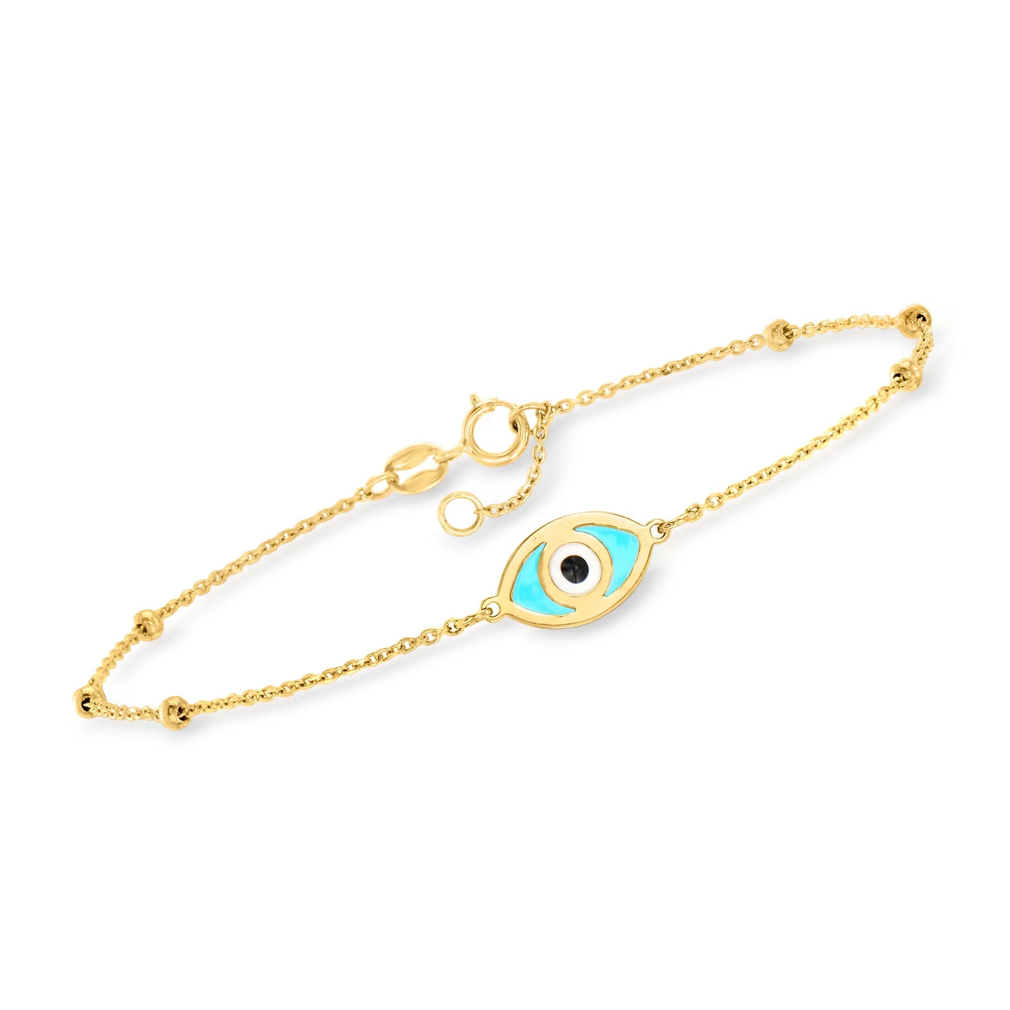 RS Pure by Ross-Simons Italian 14kt Yellow Gold Evil Eye Bracelet With Multicolored Enamel, Individuals Adult