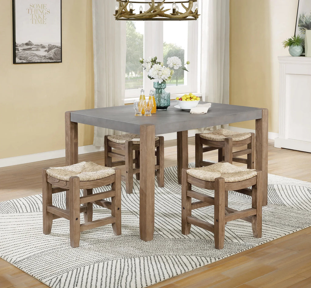 Alaterre Newport Set of Two 18"H Wood Stools with Rush Seats