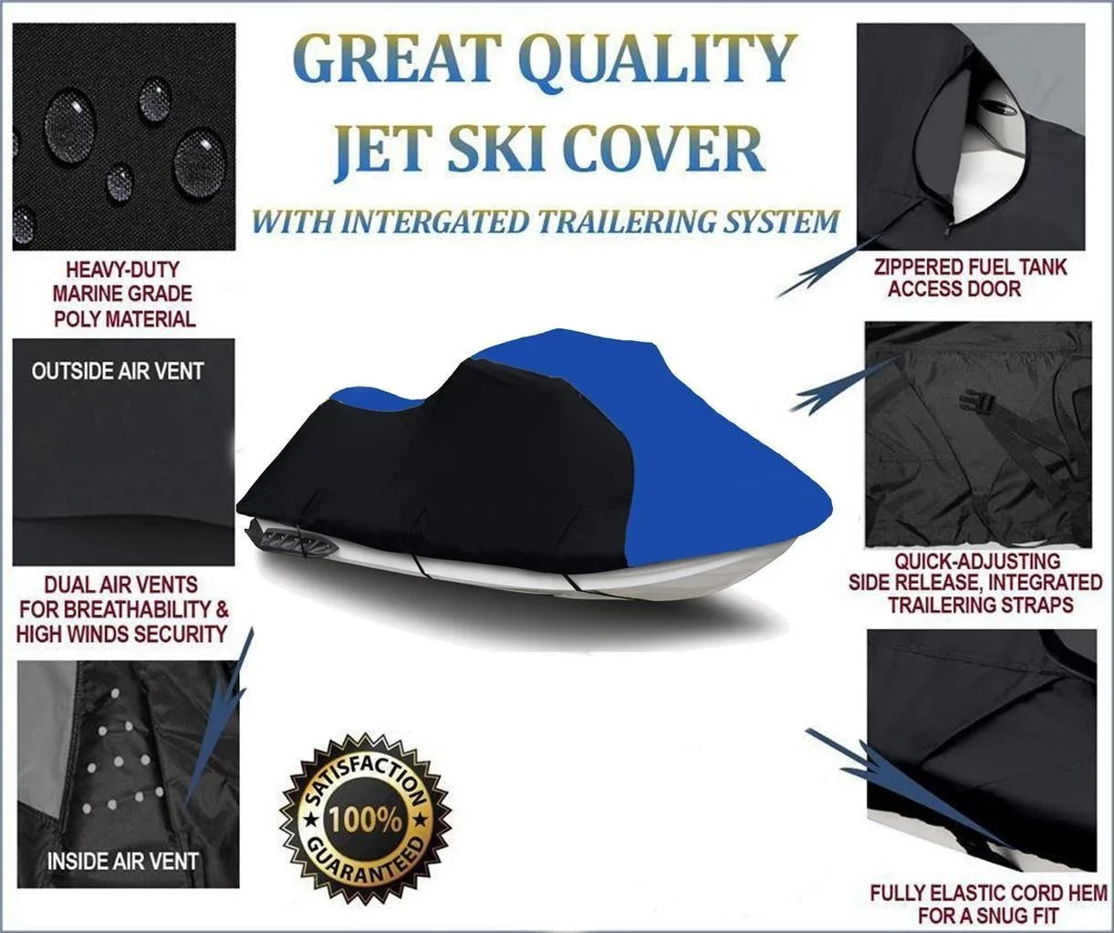 Dark / BLUE HEAVY-DUTY Cover Compatible for Polaris SL650 SL 750 JetSki Jet Ski PWC Cover 1992 1993 1994 1995 TOP OF THE LINE 1-2 Seater