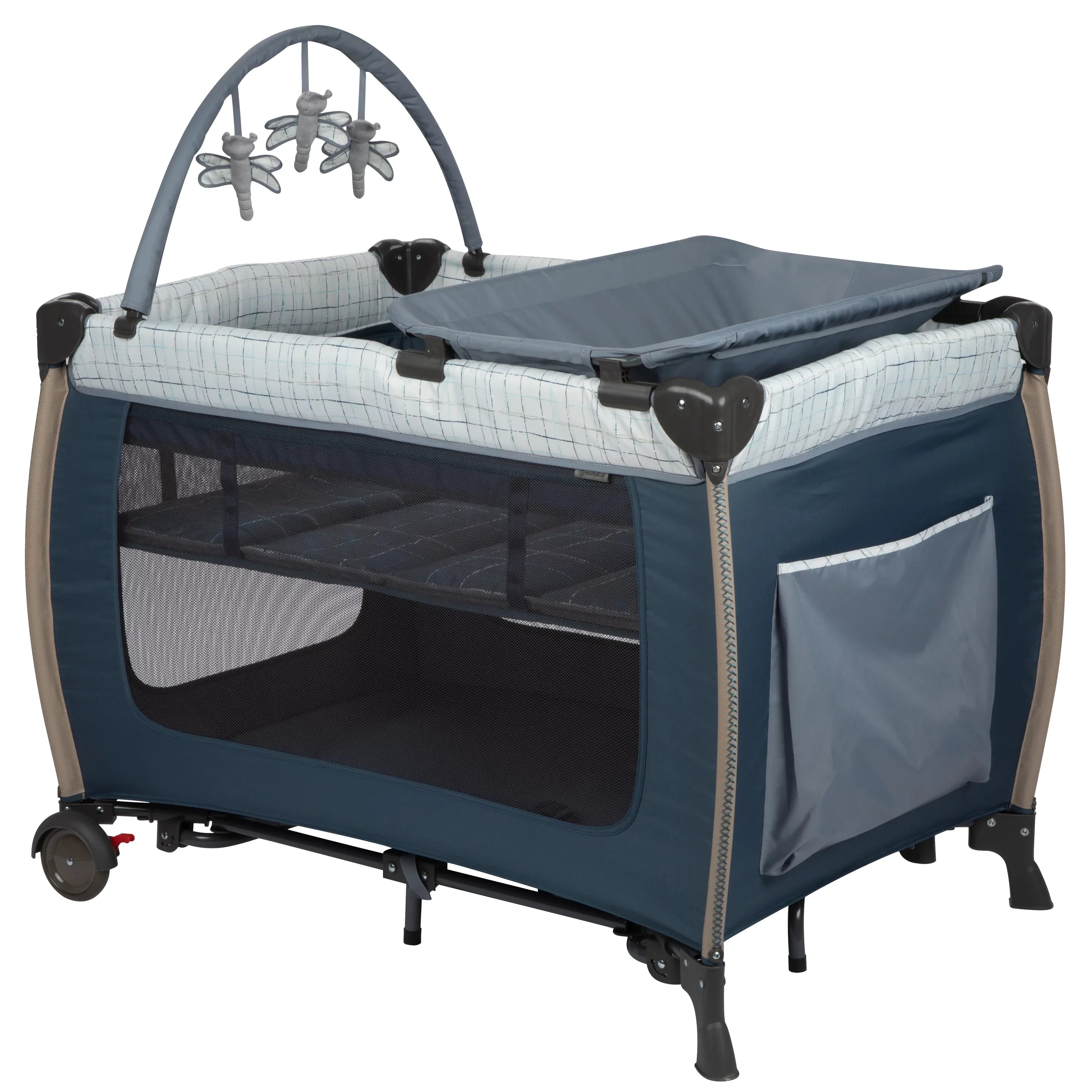 Monbebe Willow Rocking Play Yard with Full Size Bassinet, Plaid