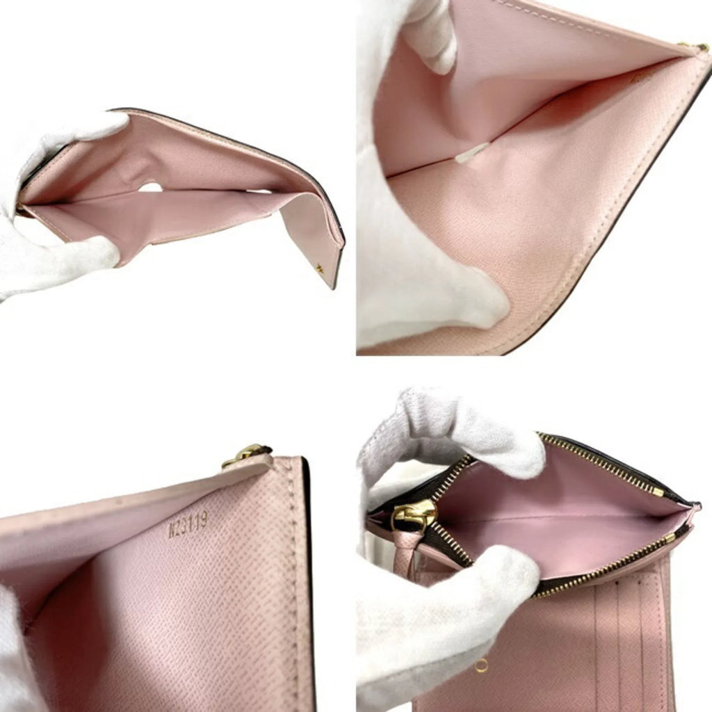 Pre-Owned Wallet Portefeuille Victorine Brown Pink Rose Ballerine Monogram M62360 Trifold NZ3119 LOUIS VUITTON Ladies (Good)