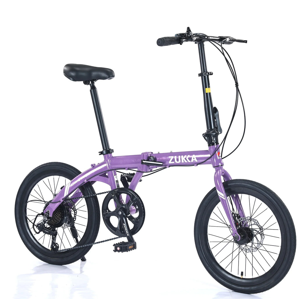 20" Folding Bike, 8 Speed City Bicycle, Aluminium Alloy Frame, Purple