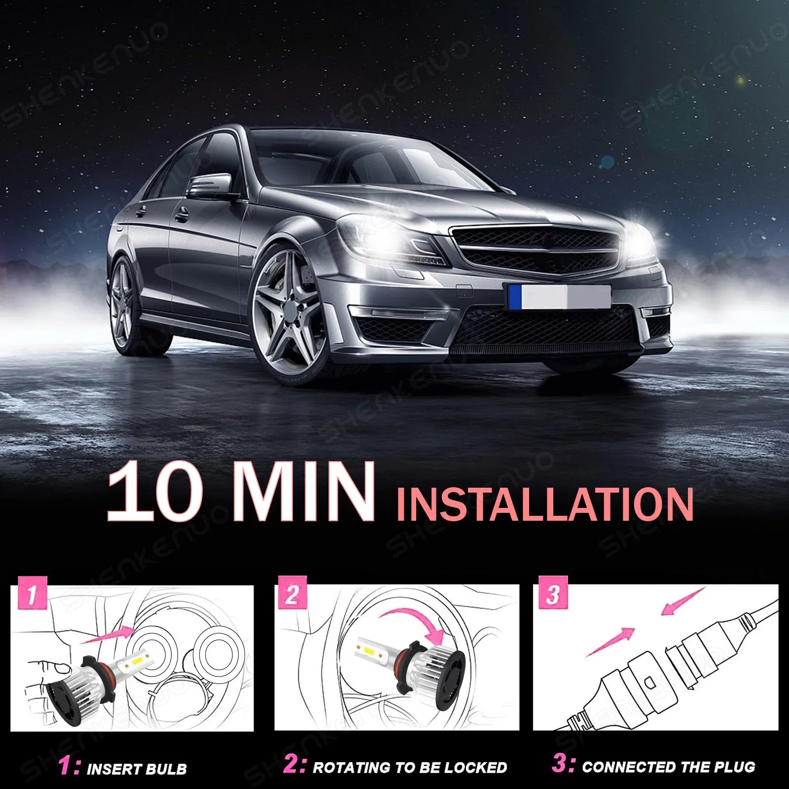 For Ram 1500 2019-2022 Front LED Headlight High Low Beam White Bulbs 9005+H11