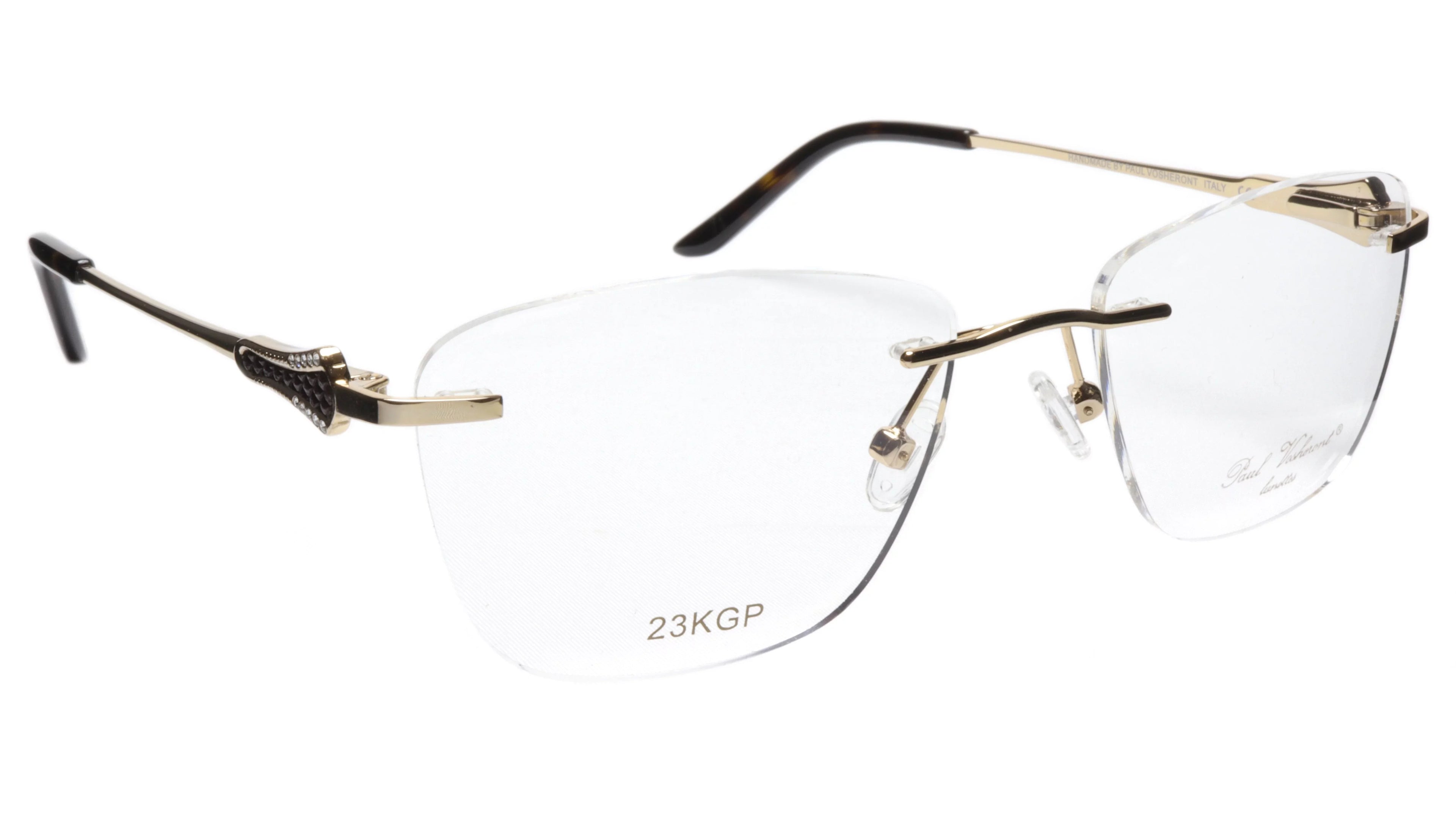 Paul Vosheront Tapered Square Gold & Ebony Acetate Optical Frame 52-18-135 37