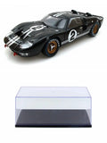 Diecast Car w/Display Case - 1966 Ford GT-40 MK II #2, Midnight w/ Silver Stripes - Shelby SC408 - 1/18 Scale Diecast Model Toy Car
