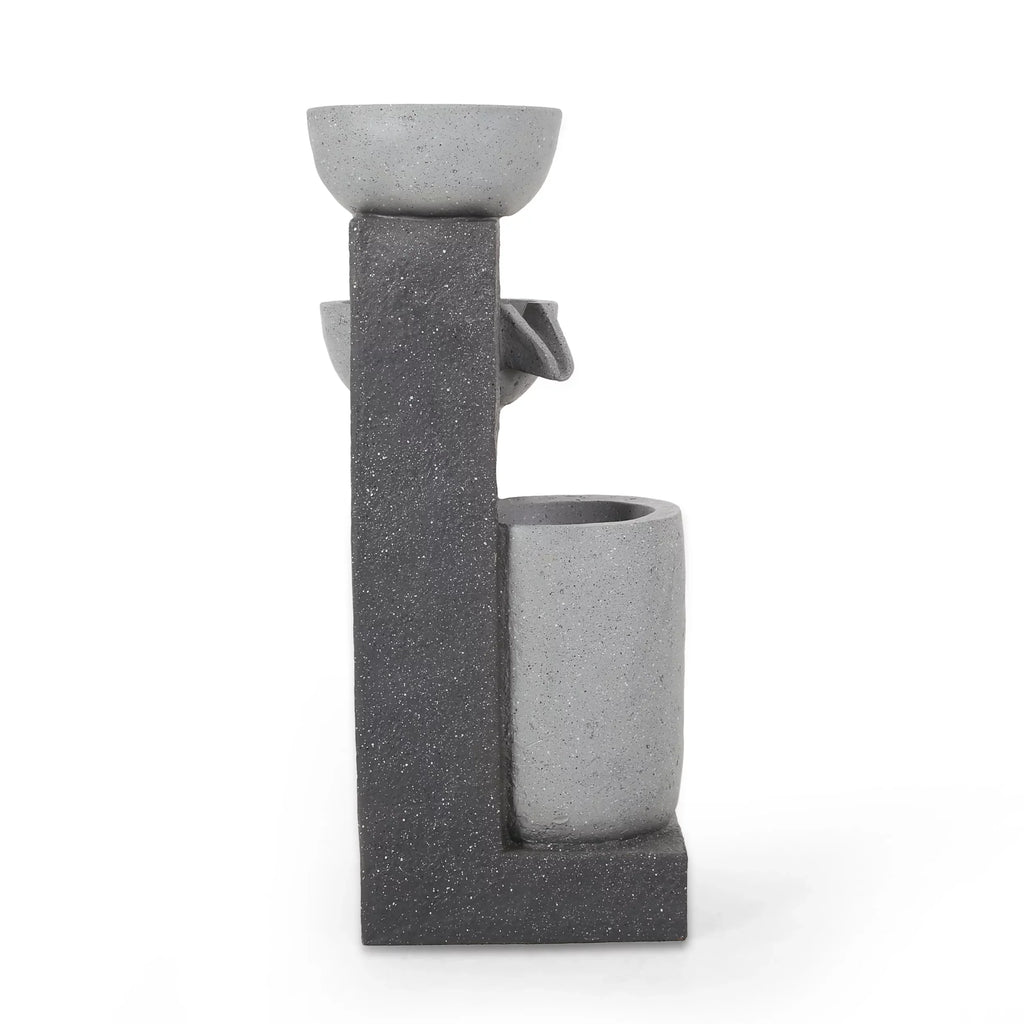 Colquitt Outdoor Modern 3 Tier Fountain, Multi-Gray