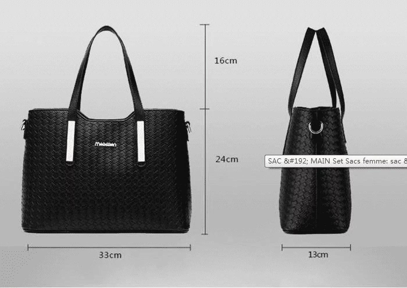 Smarit Gentlemen Pu Leather Weave Handbag Purse Bag Set 3 Pieces Tote Bag Set Shoulder Bags Big Capacity