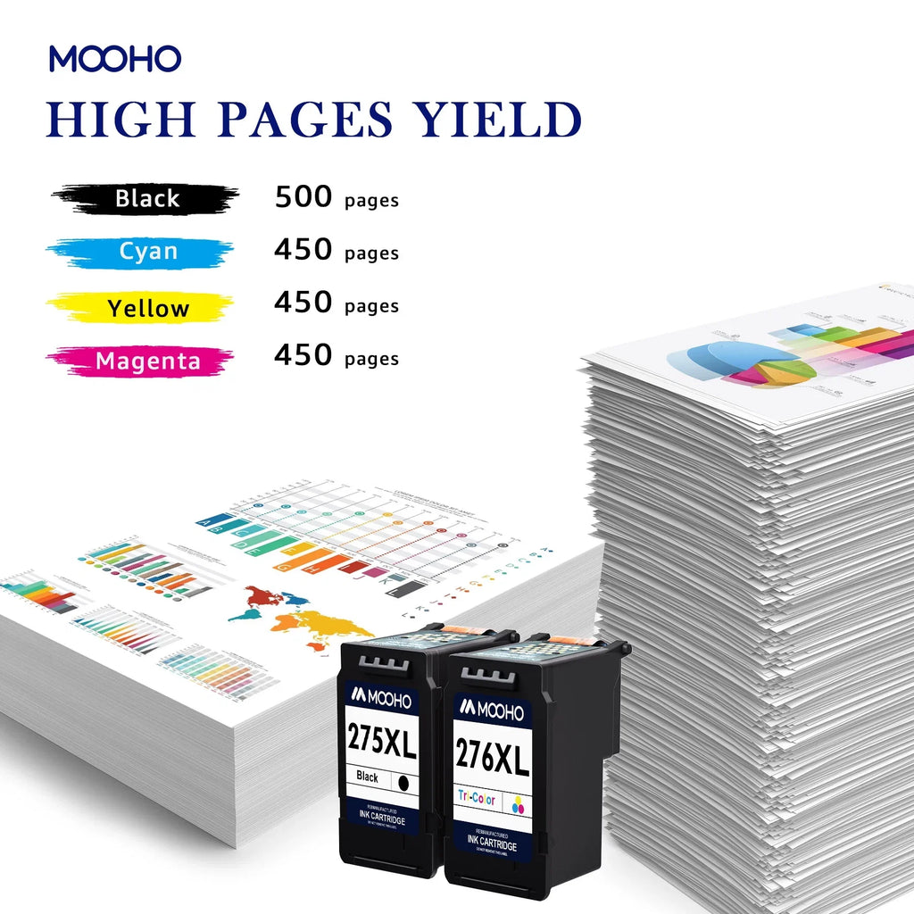 275XL and 276XL Ink Cartridges Combo Pack Individuals for Canon Printer Ink 275 276 Combo Pack 275XL 276XL PG-275 CL-276 for Pixma TS3522 TR4720 TR4700 TR4722 TS3500 TS3520 (4-Pack)
