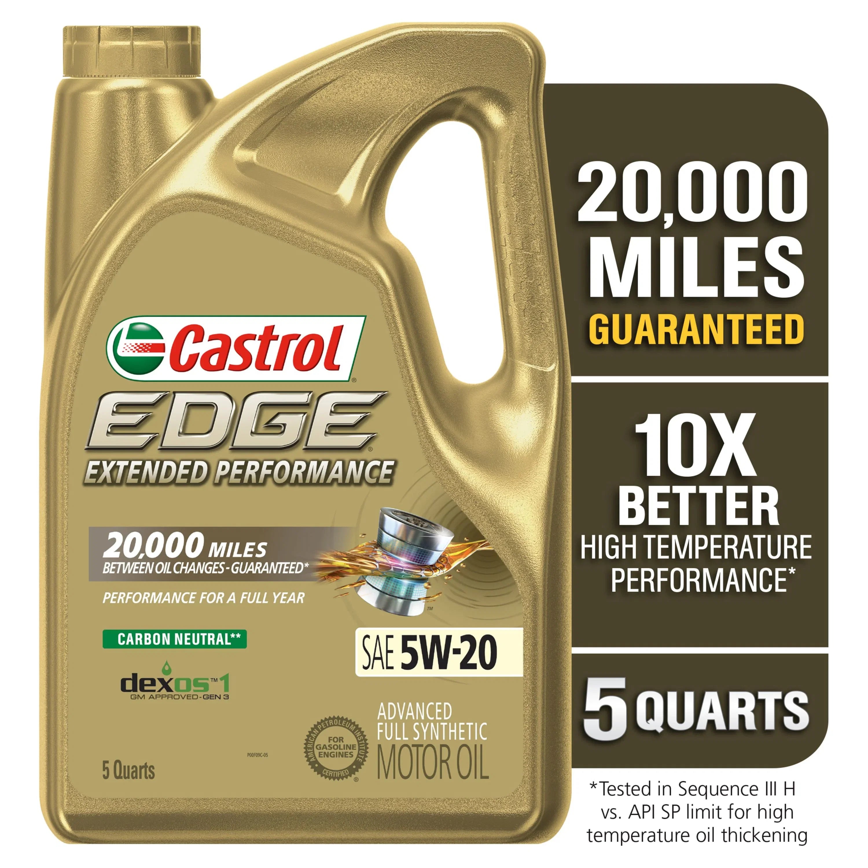 Castrol EDGE Termination Performance 5W-20 Advanced Full Synthetic Motor Oil, 5 Quarts
