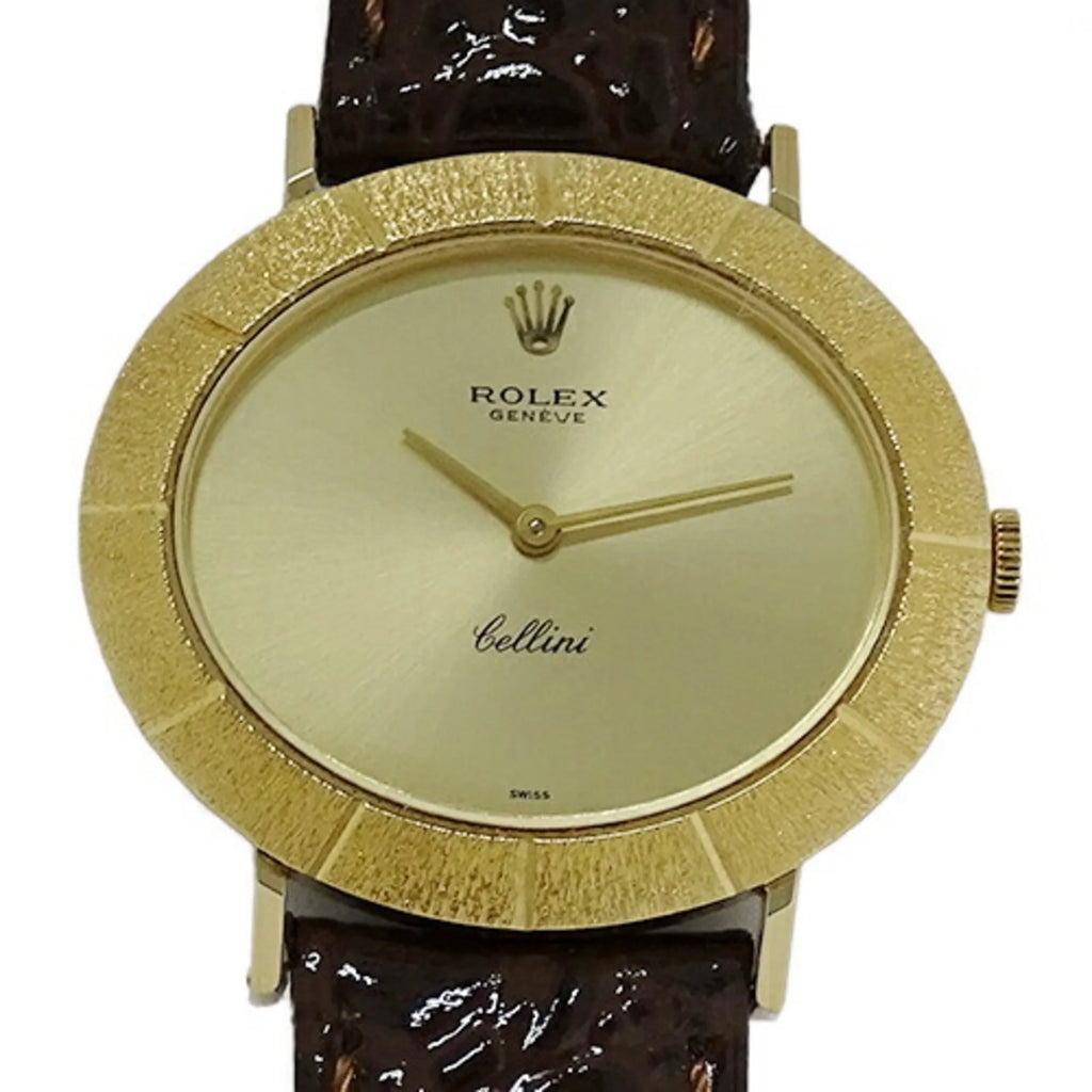 Pre-Owned Cellini 3831J People Watch, Hand-wound, 750YG, Leather, Gold, Polished (Fair)