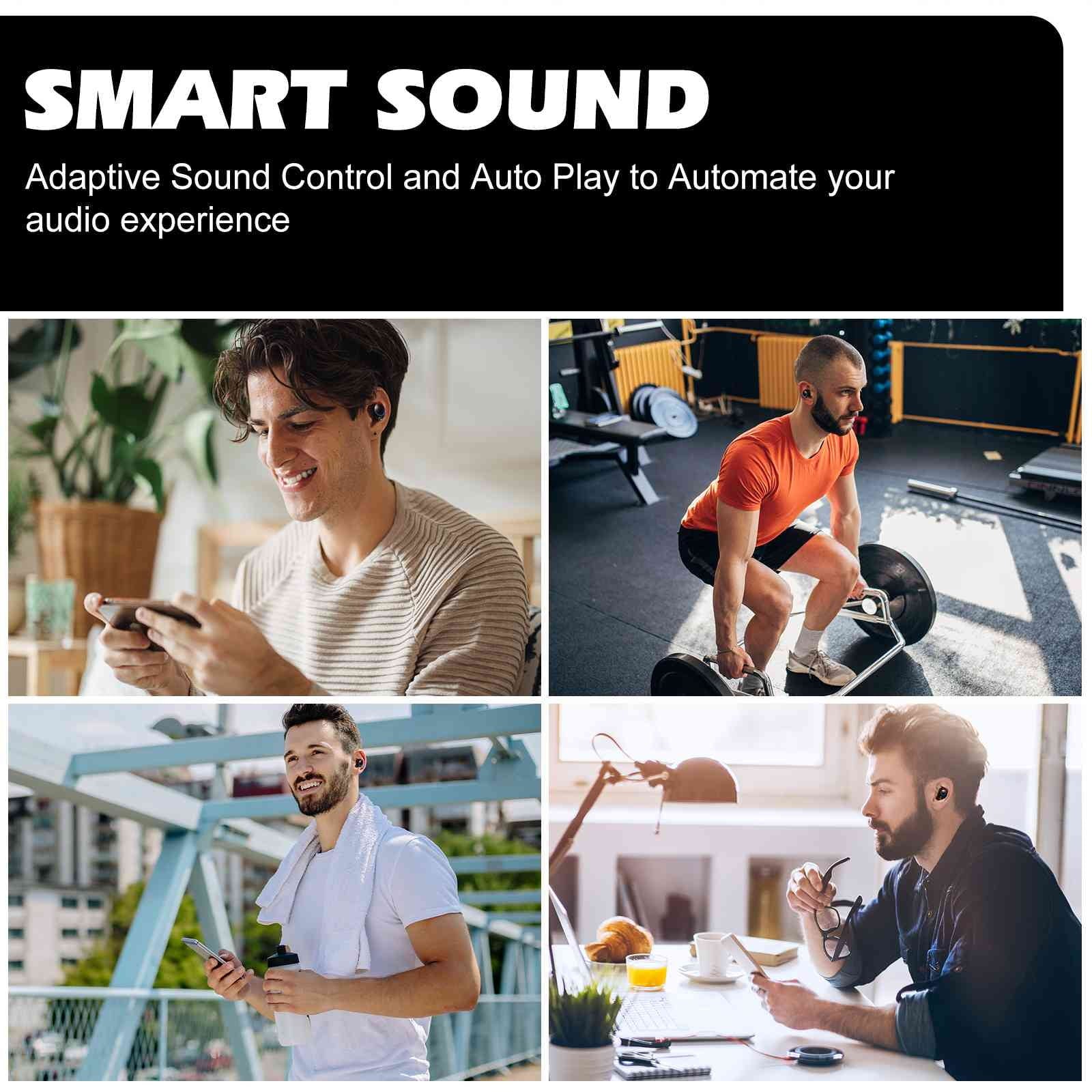 UrbanX True Wireless Bluetooth Earbuds + Charging Case, Midnight Dual Connect, IPX5 Water Resistance, Bluetooth 5.2 Connection, Balanced, Bass Boost Compatible with Amazon Fire HD 8 Plus (2020)