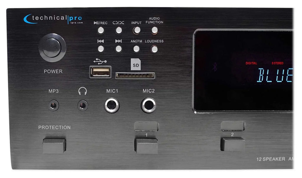 6000w 6) Zone, Home Theater Bluetooth Receiver+(12) Dark 6.5" Ceiling Speakers