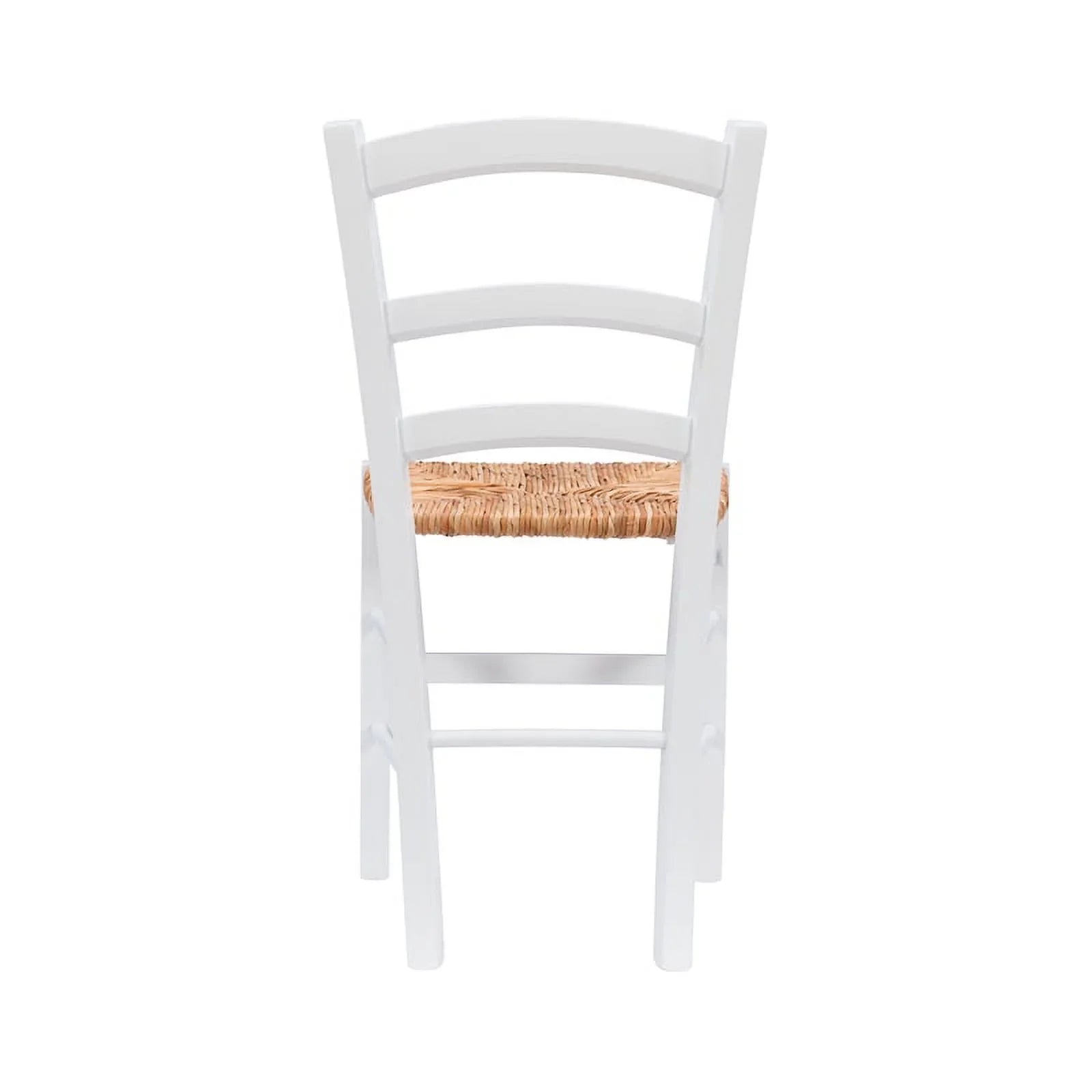 Linon Karsyn Set of Two Wood Side Chairs Ladder Back Rush Seat in White Finish