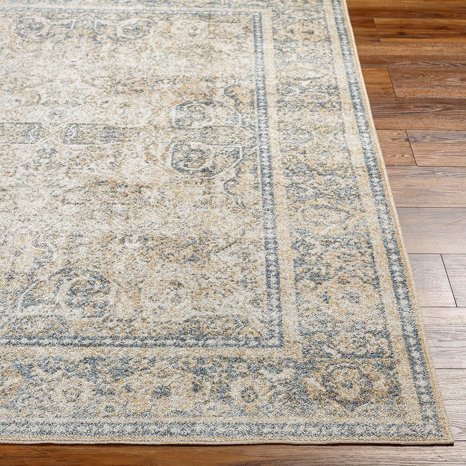 Washable Rugs, 2X3 East Traditional Light Area Rug, Blue Beige Carpet For Living Room, Bedroom Or Kitchen (2' X 3', Machine Washable)